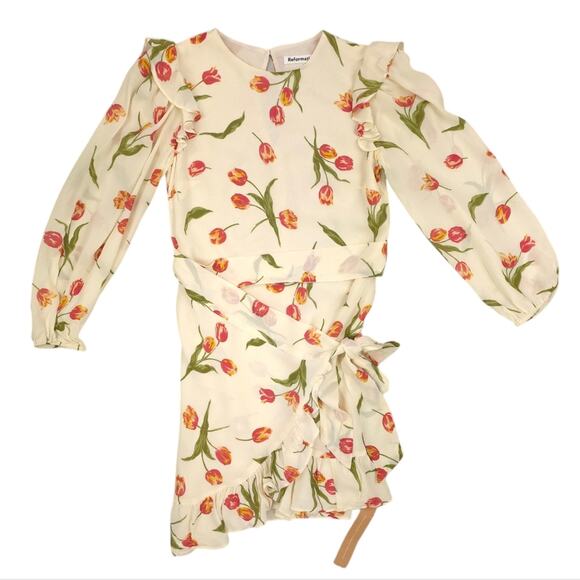 Reformation Quest Wrap Dress Bianca Tulip Print - Picture 4 of 14